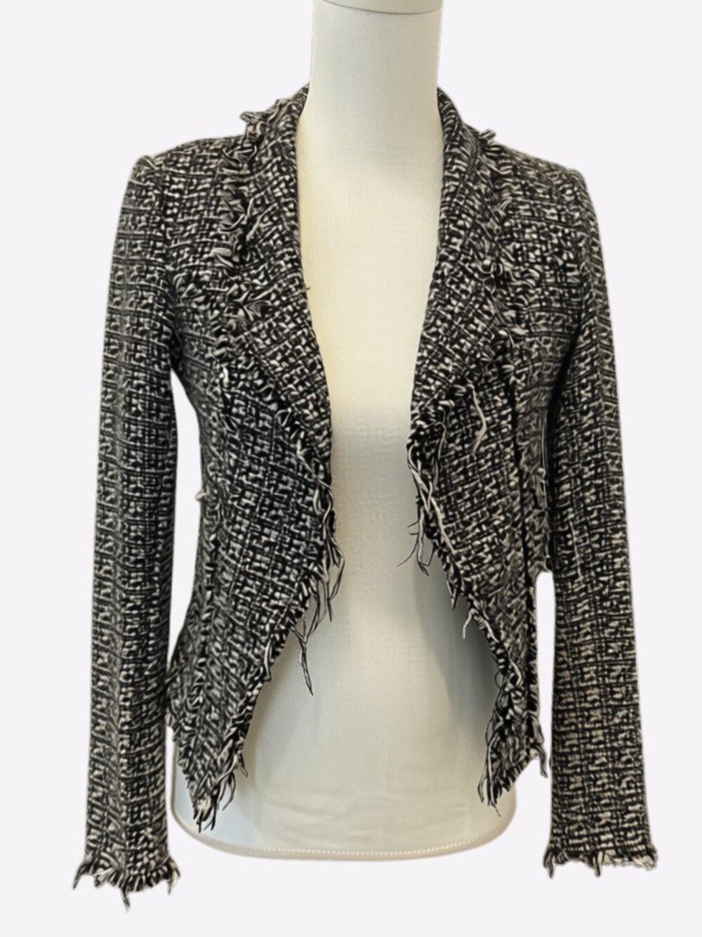 Sans Souci Tweed Moto Jacket Womens Sz S Black/White Business Casual Preppy